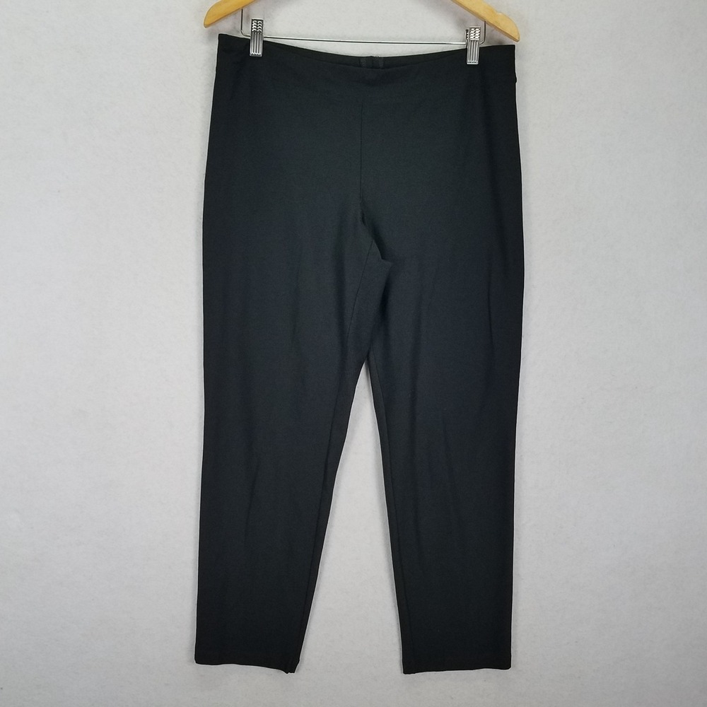 Eileen Fisher Crepe Pullon Straight Leg Size L Black Quiet Luxury Minimalist